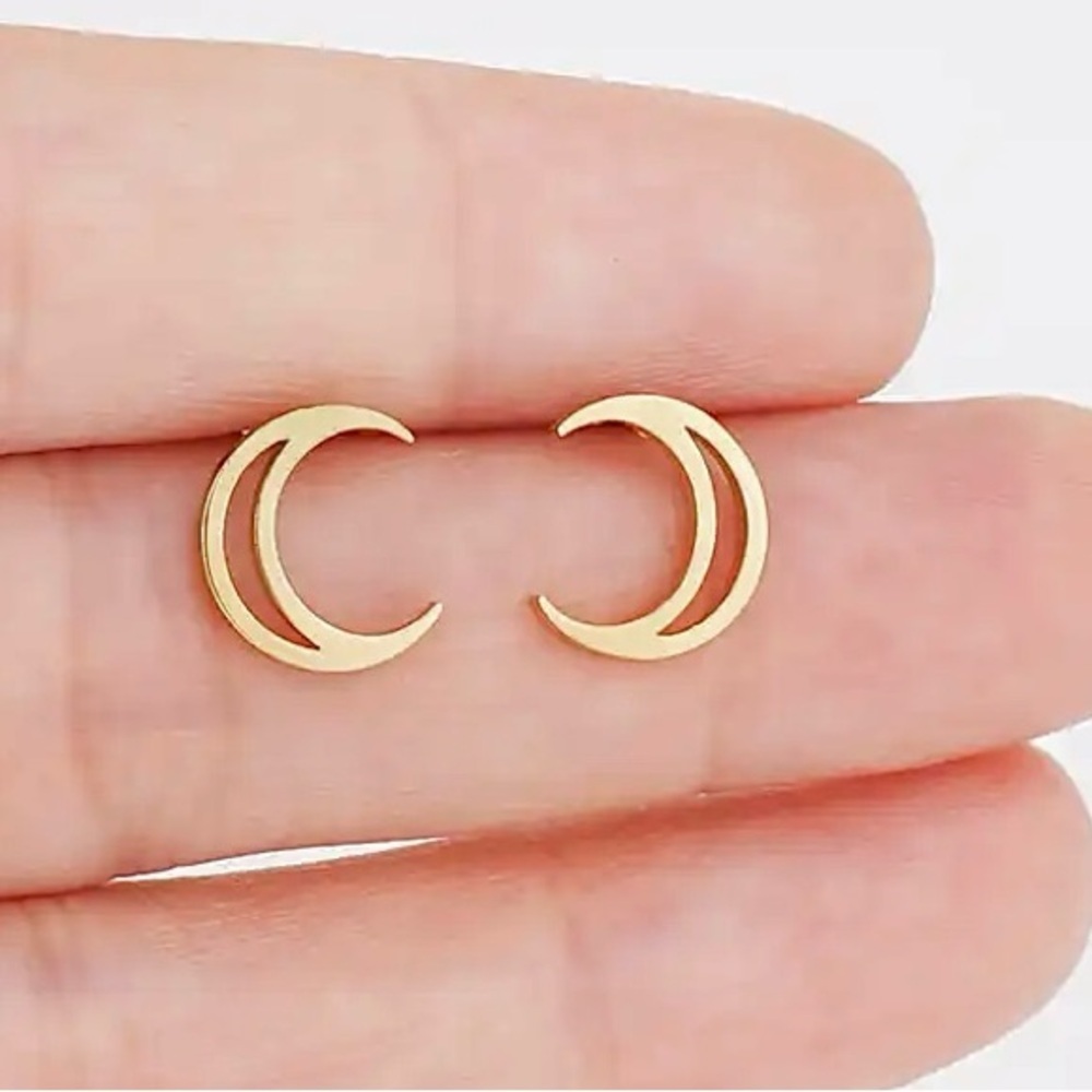 BOGO! Dainty Moon stud Earrings in Gold color - Boutique NEW
